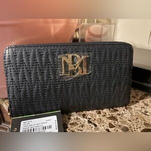 Badgley Mischka Black Quilted Wallet NWT